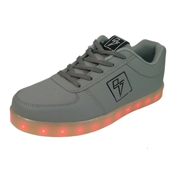 Electric Styles LED Shoes Women's Light Up Glow Sneakers gray Lo Top Bolt EDM - Picture 13 of 14
